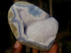 Polished Blue Lace Agate Geode Standing and Free Forms x 12 From Nsanje, Malawi - Toprock Gemstones and Minerals 