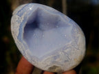 Polished Blue Lace Agate Geode Standing and Free Forms x 12 From Nsanje, Malawi - Toprock Gemstones and Minerals 