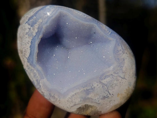 Polished Blue Lace Agate Geode Standing and Free Forms x 12 From Nsanje, Malawi - Toprock Gemstones and Minerals 