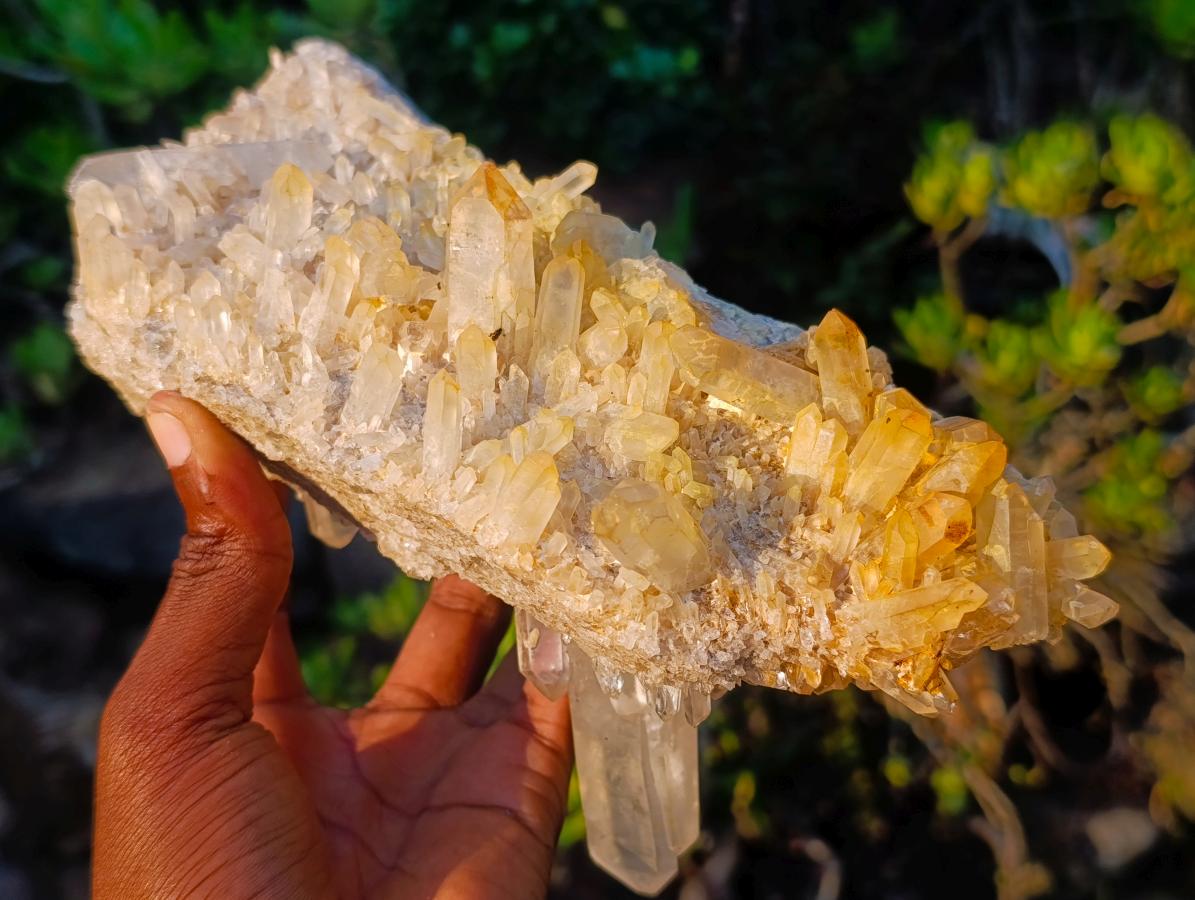 Natural Large Clear Golden Limonite Quartz Cluster x 1 From Madagascar - Toprock Gemstones and Minerals 