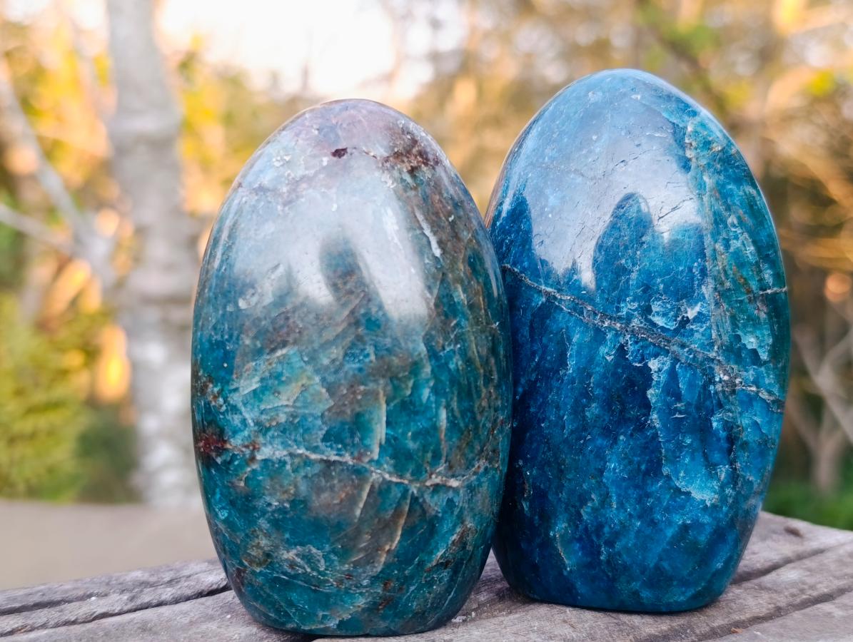 Polished Blue Apatite Standing Display Pieces x 6 From Betroka, Madagascar - Toprock Gemstones and Minerals 