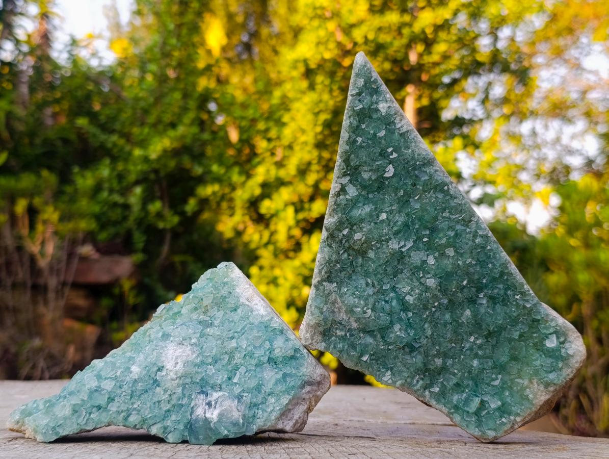 Natural Green Cubic Fluorite Specimens x 3 From Mandrosonoro, Madagascar - Toprock Gemstones and Minerals 