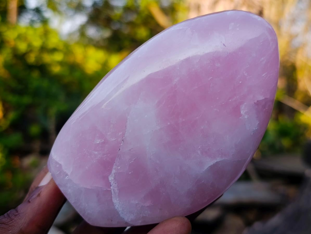 Polished Rose Quartz Standing Display Pieces x 3 From Zimbabwe - Toprock Gemstones and Minerals 