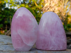 Polished Rose Quartz Standing Display Pieces x 3 From Zimbabwe - Toprock Gemstones and Minerals 