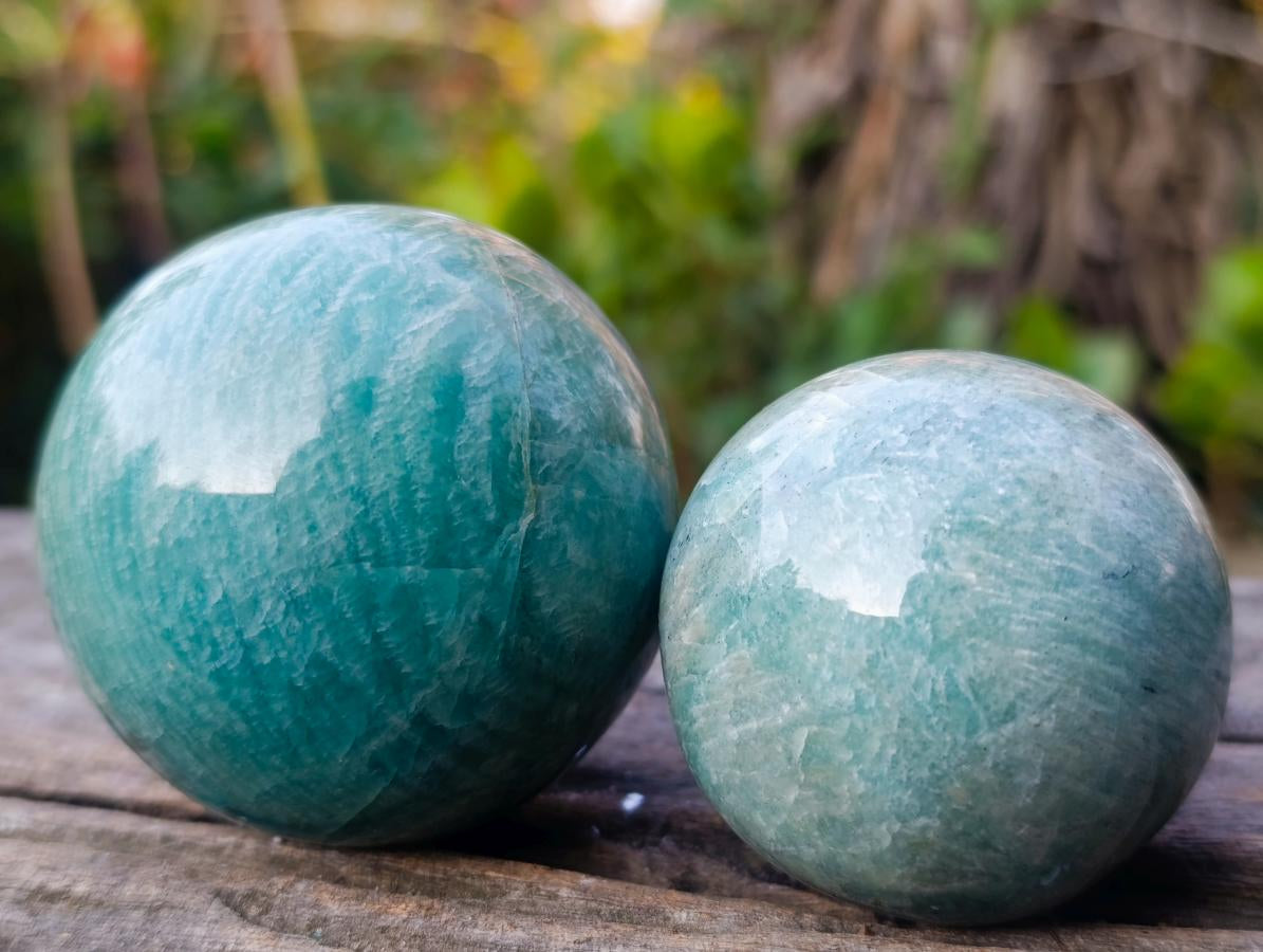 Polished Amazonite Spheres x 6 From Madagascar - Toprock Gemstones and Minerals 