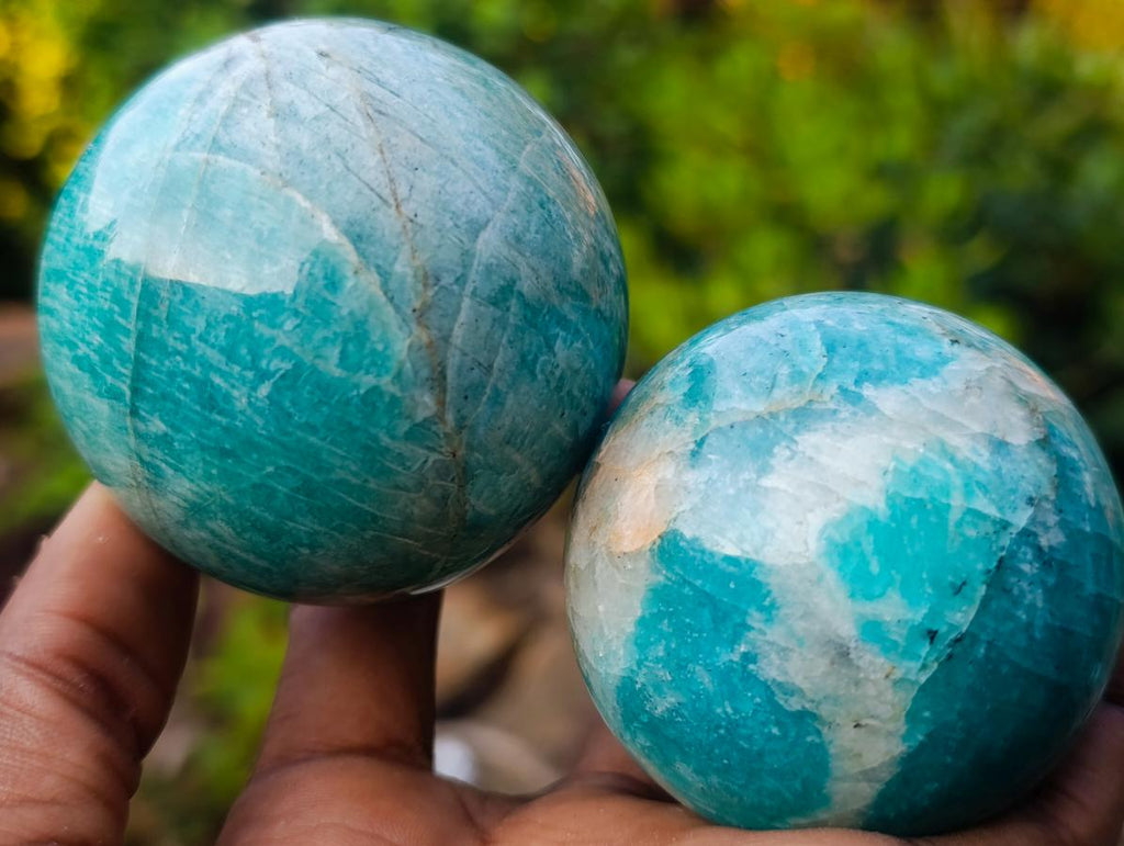 Polished Amazonite Spheres x 6 From Madagascar - Toprock Gemstones and Minerals 