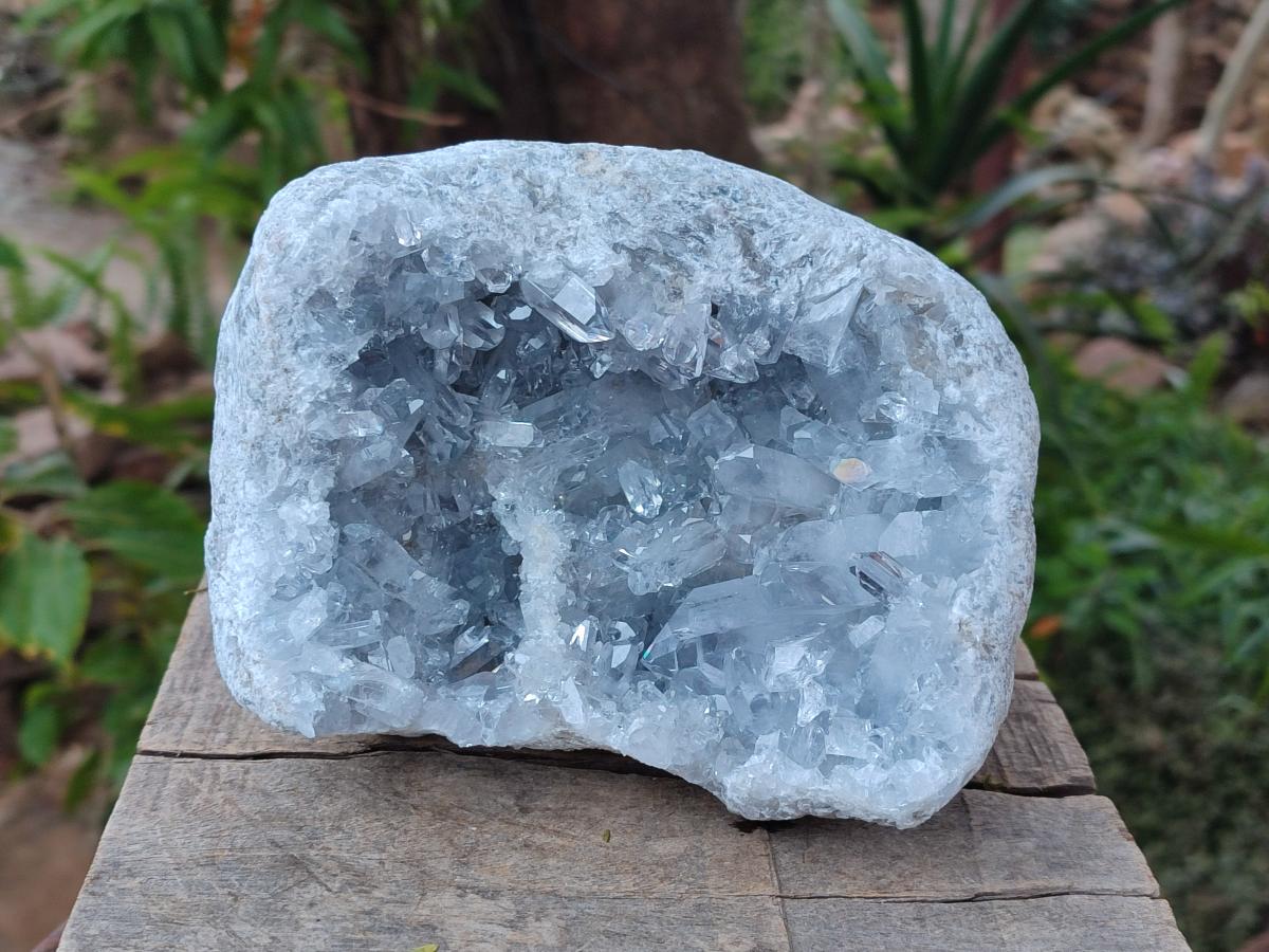 Natural Blue Celestite Geode Specimens x 2 From Sakoany, Madagascar - Toprock Gemstones and Minerals 