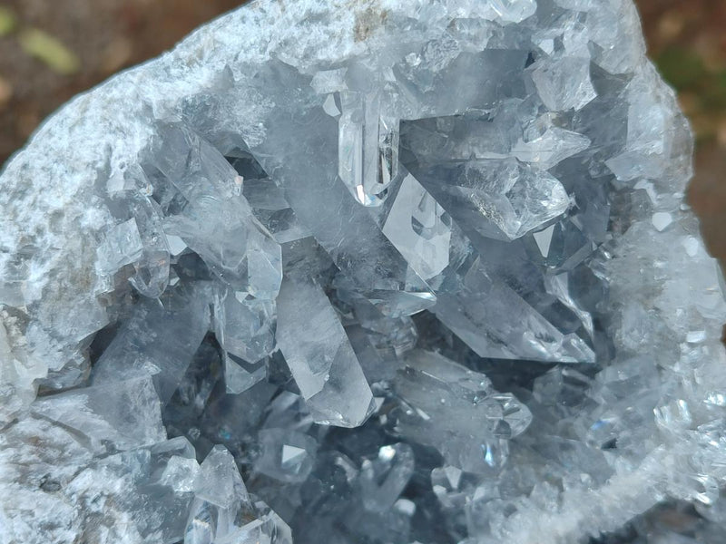 Natural Blue Celestite Geode Specimens x 2 From Sakoany, Madagascar - Toprock Gemstones and Minerals 