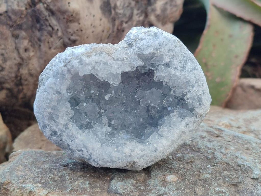 Natural Blue Celestite Geode Specimens x 2 From Sakoany, Madagascar - Toprock Gemstones and Minerals 