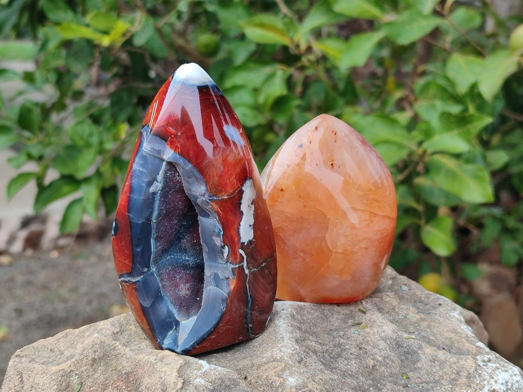 Polished Carnelian Agate Gemstone Flames x 6 From Madagascar - Toprock Gemstones and Minerals 