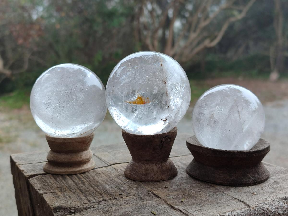 Polished Rock Crystal Balls x 6 From Amoron’i Mania, Madagascar - Toprock Gemstones and Minerals 