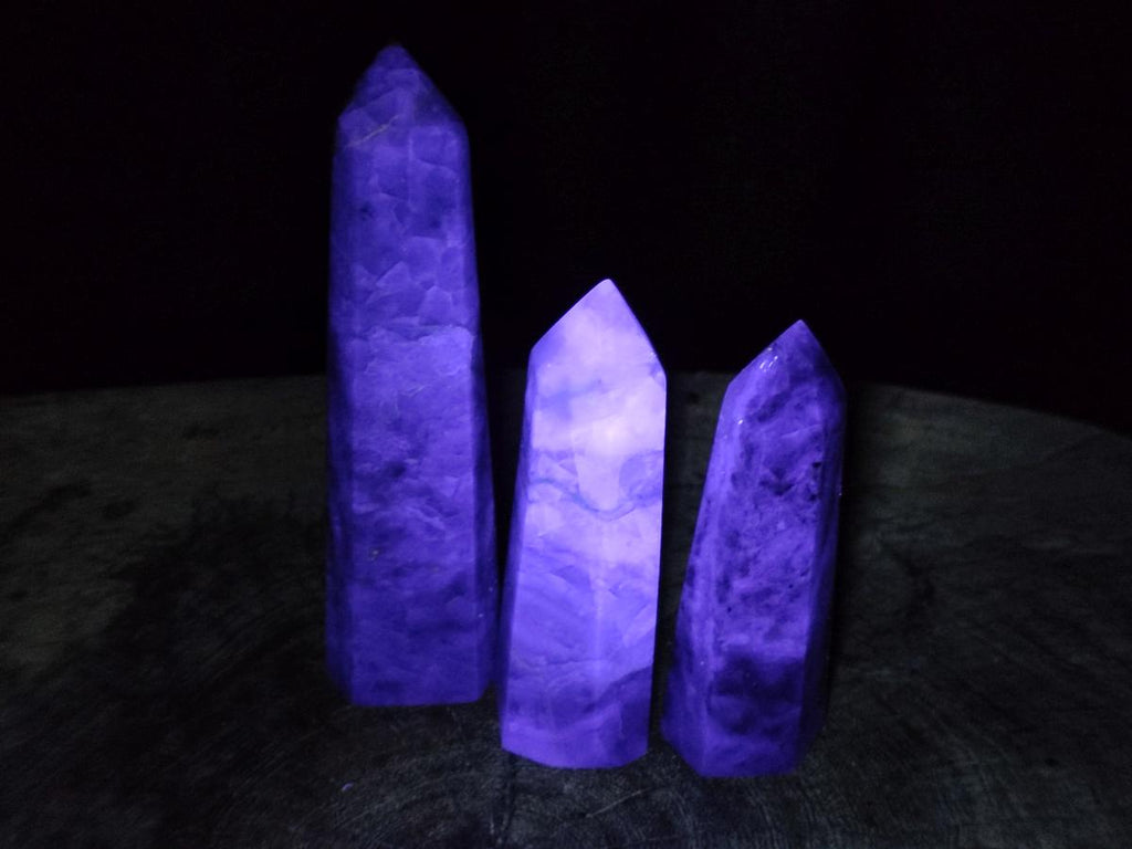Polished Watermelon Fluorite Display Crystals x 3 From Uis, Namibia - Toprock Gemstones and Minerals 