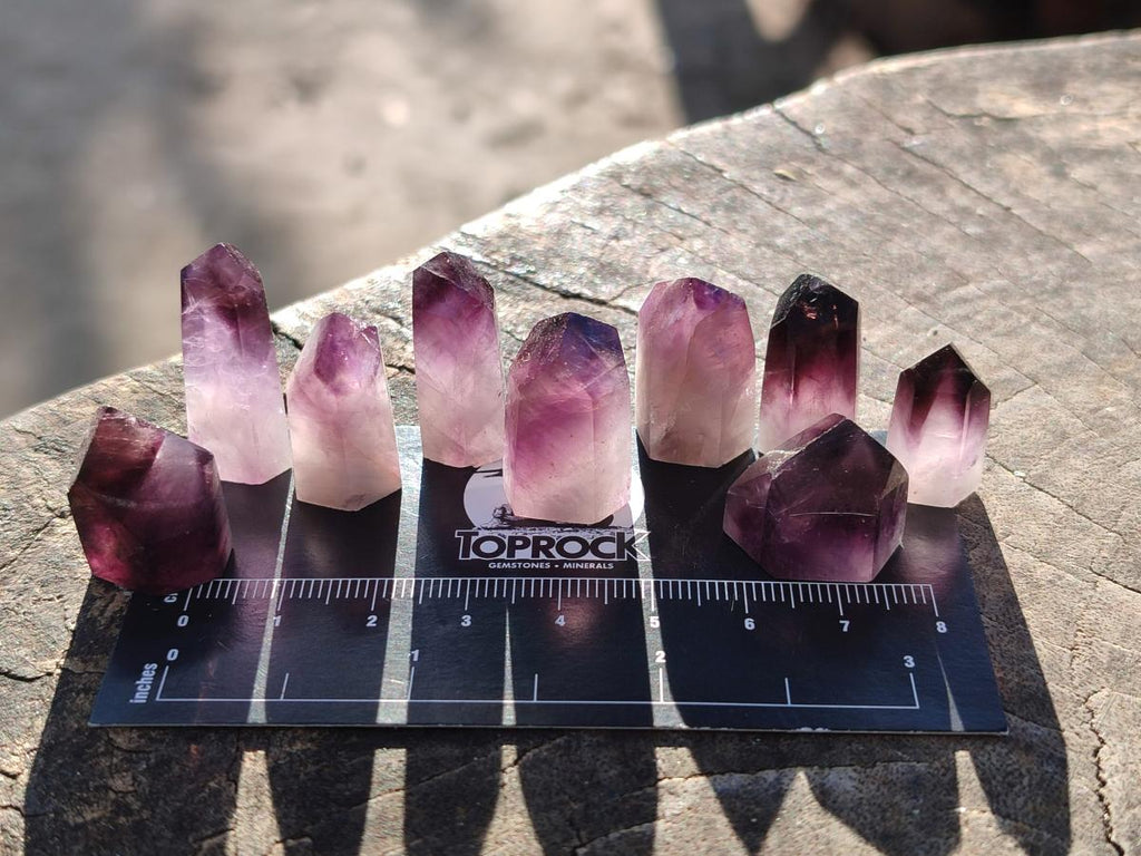 Polished MIni Amethyst Crystals x 79 From Akansobe, Madagascar - Toprock Gemstones and Minerals 