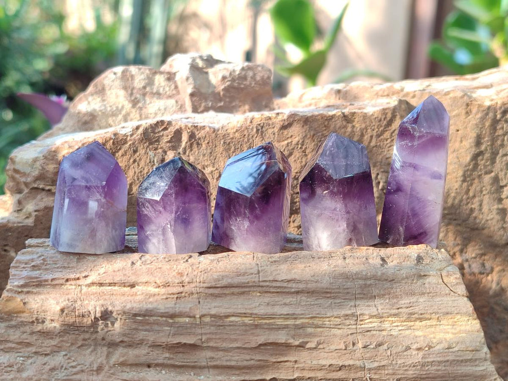 Polished MIni Amethyst Crystals x 79 From Akansobe, Madagascar - Toprock Gemstones and Minerals 