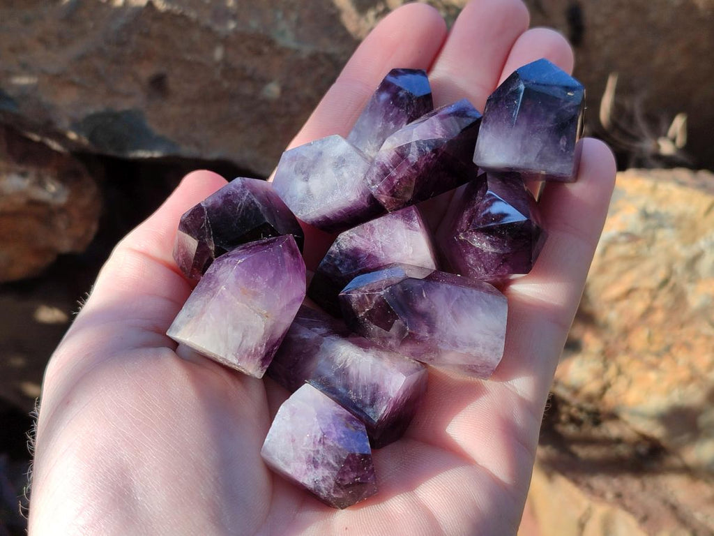 Polished MIni Amethyst Crystals x 79 From Akansobe, Madagascar - Toprock Gemstones and Minerals 