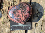 Polished Rhodonite Gemstone Hearts x 2 From Ambindavato, Madagascar - Toprock Gemstones and Minerals 