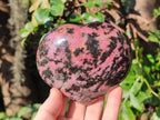 Polished Rhodonite Gemstone Hearts x 2 From Ambindavato, Madagascar - Toprock Gemstones and Minerals 