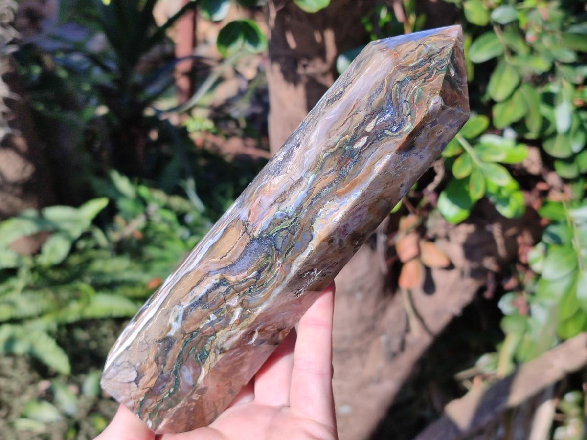 Polished Ocean Jasper Display Crystal and Tower x 2 From Northwest Coast, Madagascar - Toprock Gemstones and Minerals 