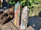 Polished Ocean Jasper Display Crystal and Tower x 2 From Northwest Coast, Madagascar - Toprock Gemstones and Minerals 
