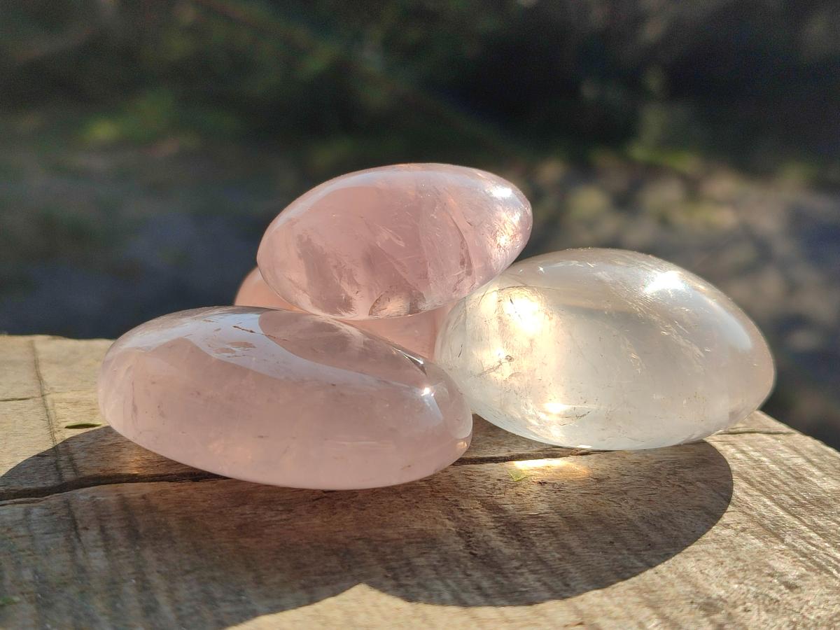 Polished Gemmy Rose Quartz Palm Stones x 20 From Madagascar - Toprock Gemstones and Minerals 