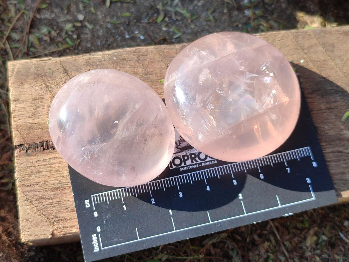 Polished Gemmy Rose Quartz Palm Stones x 20 From Madagascar - Toprock Gemstones and Minerals 