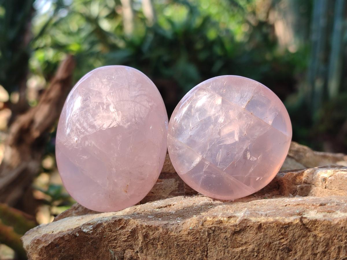 Polished Gemmy Rose Quartz Palm Stones x 20 From Madagascar - Toprock Gemstones and Minerals 
