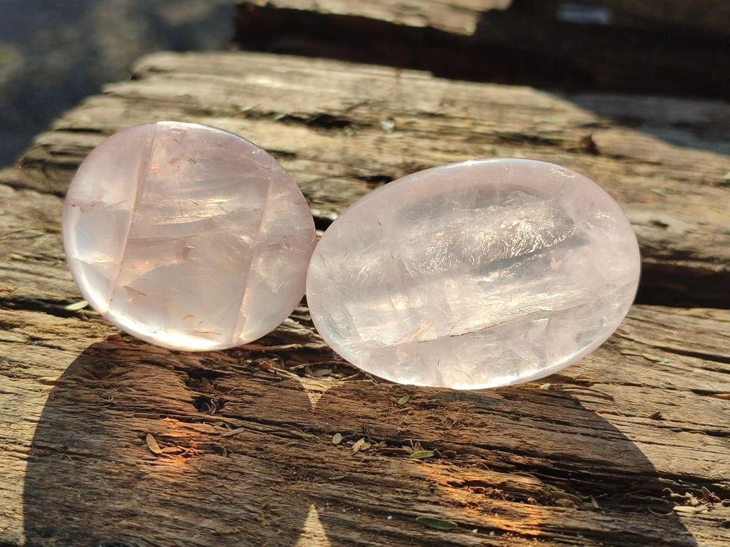 Polished Gemmy Rose Quartz Palm Stones x 20 From Madagascar - Toprock Gemstones and Minerals 