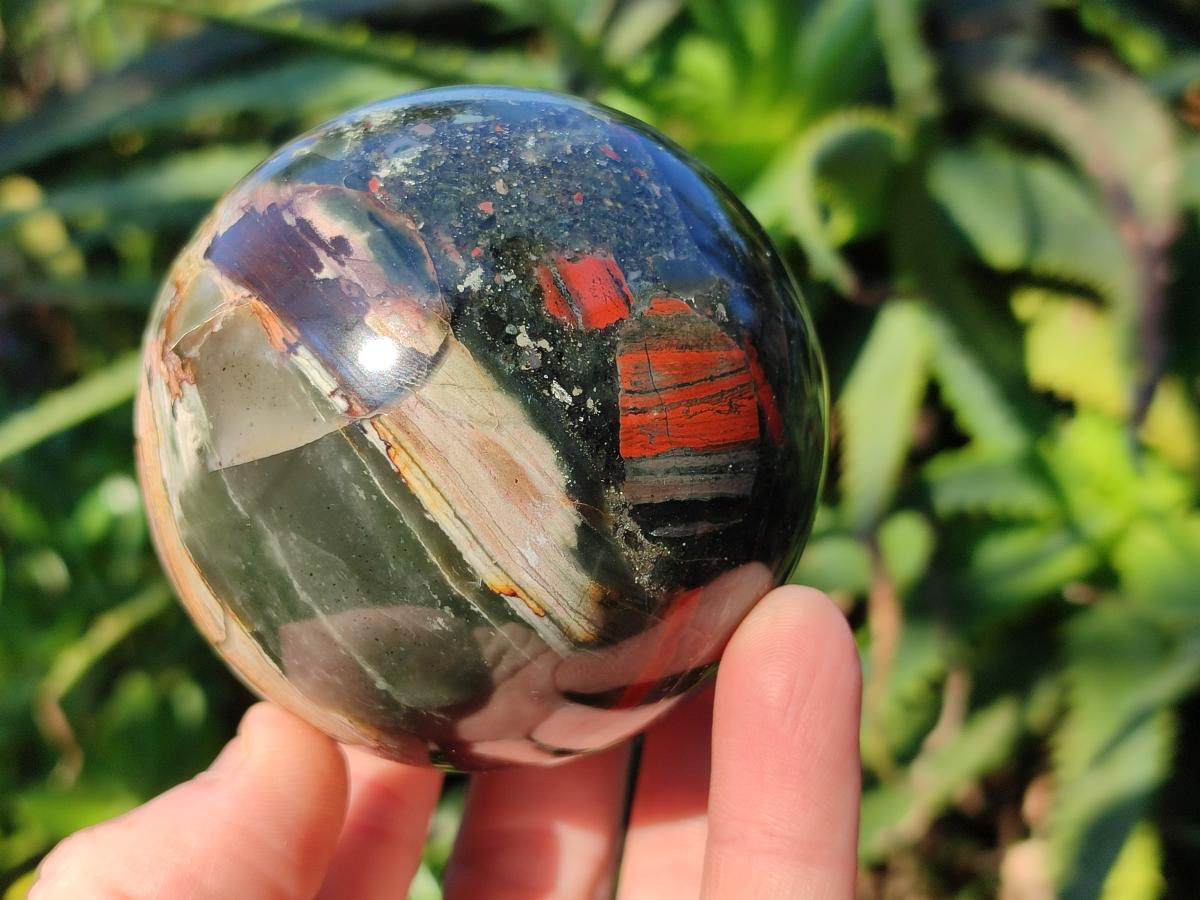 Polished Bloodstone Spheres x 3 From Swaziland - Toprock Gemstones and Minerals 