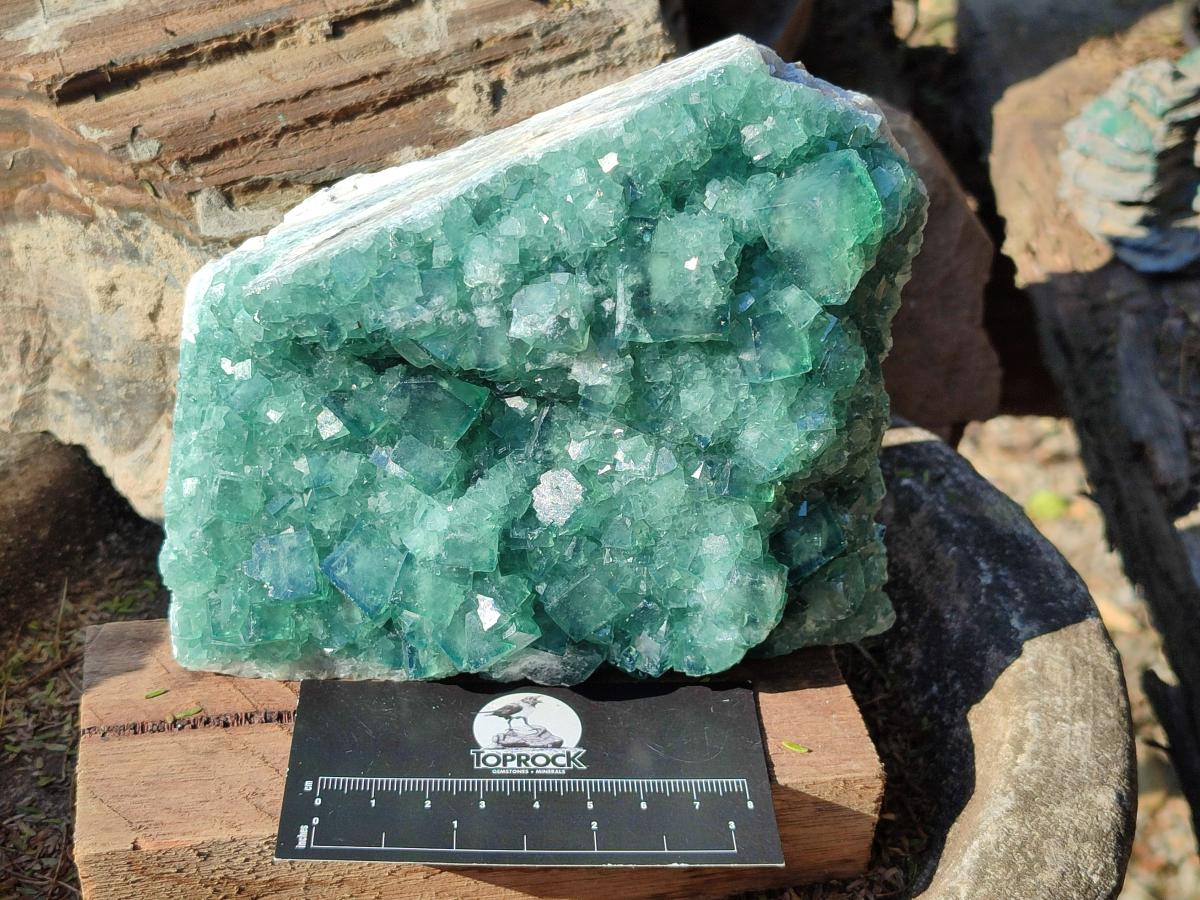 Natural Green Cubic Fluorite Specimens x 2 From Mandrosonoro, Madagascar - Toprock Gemstones and Minerals 
