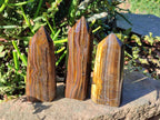 Polished Golden Tigers Eye Display Crystals x 3 From Prieska, South Africa - Toprock Gemstones and Minerals 
