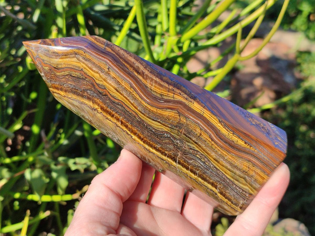 Polished Golden Tigers Eye Display Crystals x 3 From Prieska, South Africa - Toprock Gemstones and Minerals 