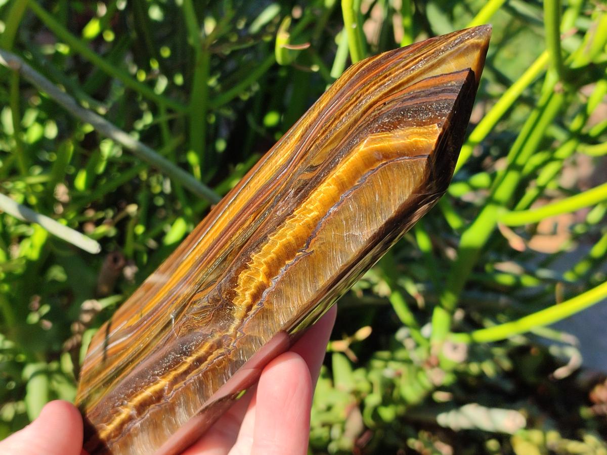 Polished Golden Tigers Eye Display Crystals x 3 From Prieska, South Africa - Toprock Gemstones and Minerals 
