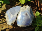 Polished On One Side Blue Lace Agate Geodes x 35 From Nsanje, Malawi - Toprock Gemstones and Minerals 