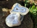 Polished On One Side Blue Lace Agate Geodes x 35 From Nsanje, Malawi - Toprock Gemstones and Minerals 