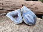 Polished On One Side Blue Lace Agate Geodes x 35 From Nsanje, Malawi - Toprock Gemstones and Minerals 