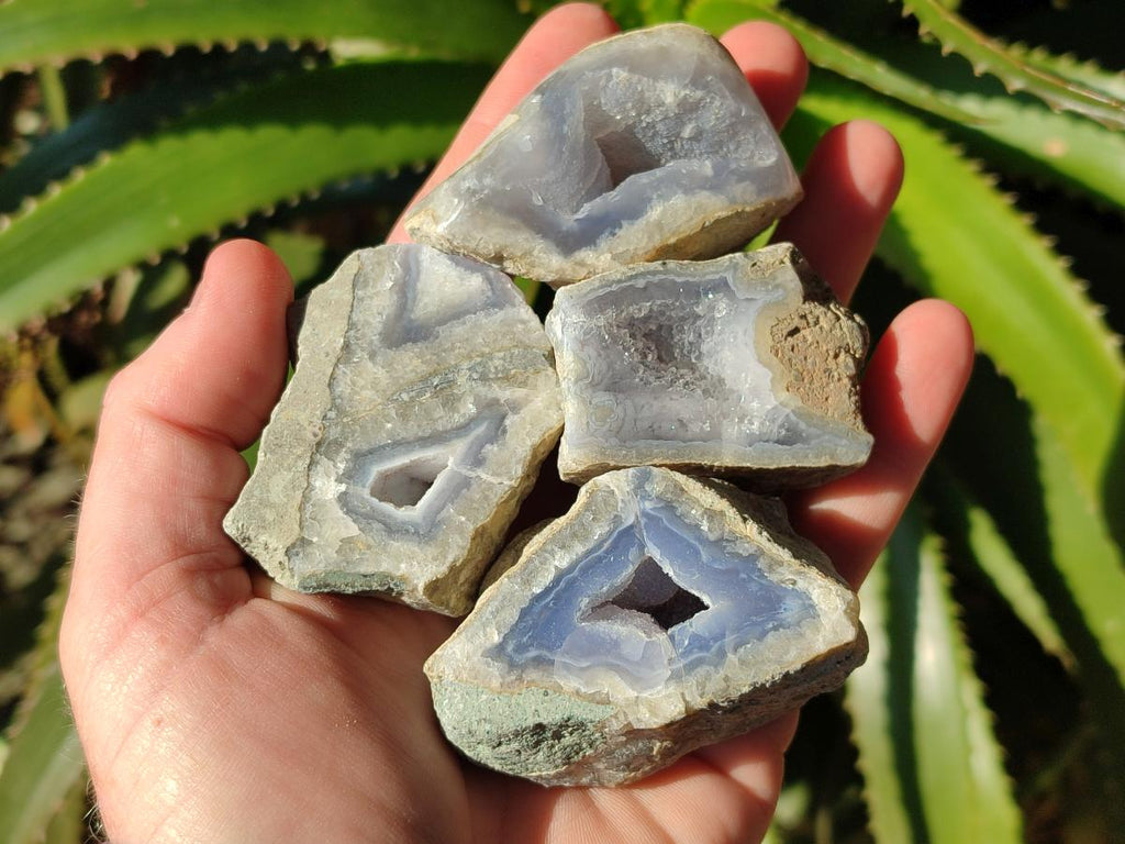 Polished On One Side Blue Lace Agate Geodes x 35 From Nsanje, Malawi - Toprock Gemstones and Minerals 