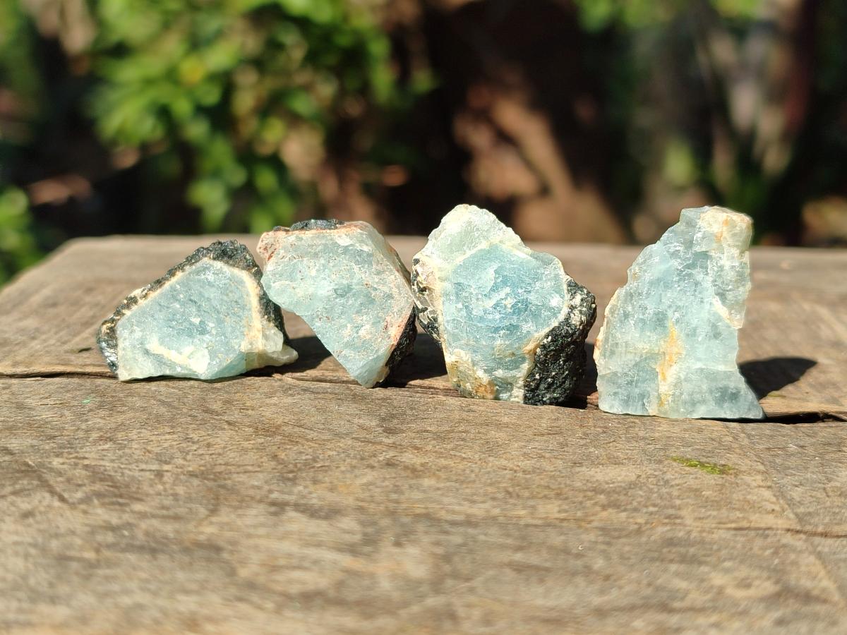Natural Small Rare Aquamarine in Black Tourmaline Specimens x 267 From Karibib, Namibia - Toprock Gemstones and Minerals 