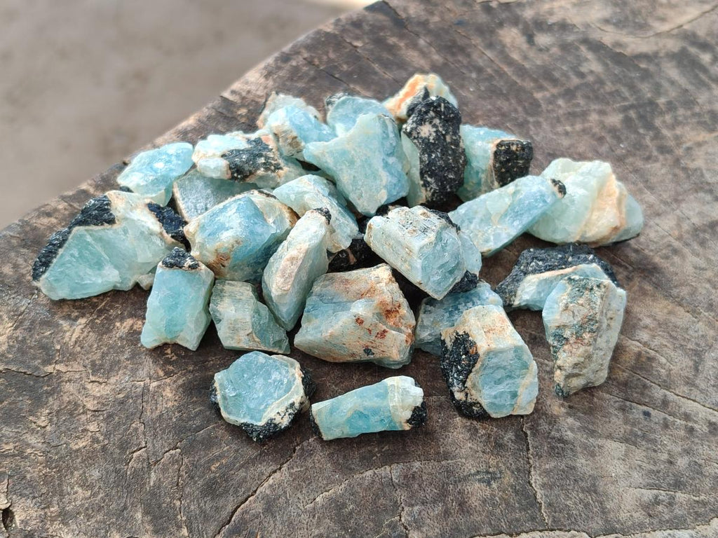 Natural Small Rare Aquamarine in Black Tourmaline Specimens x 267 From Karibib, Namibia - Toprock Gemstones and Minerals 