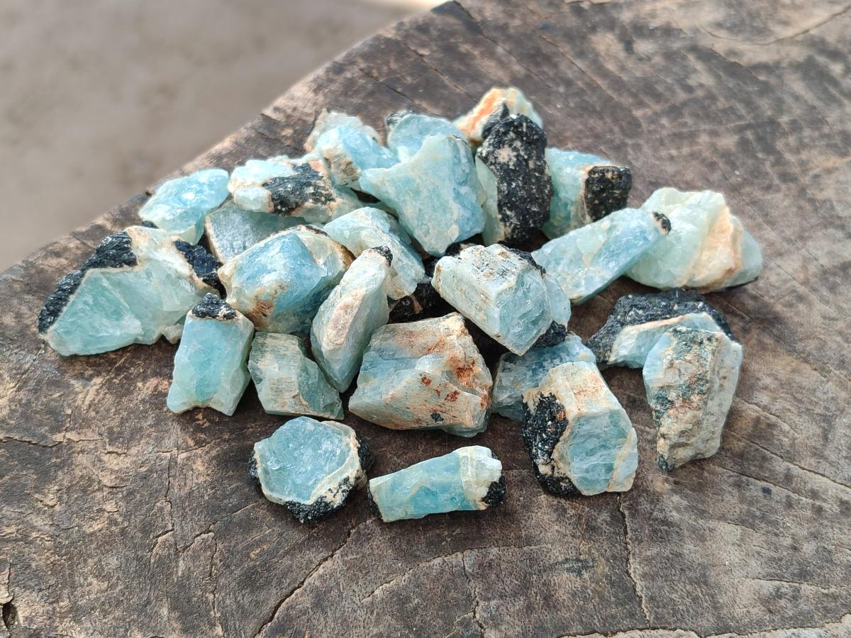 Natural Small Rare Aquamarine in Black Tourmaline Specimens x 267 From Karibib, Namibia - Toprock Gemstones and Minerals 