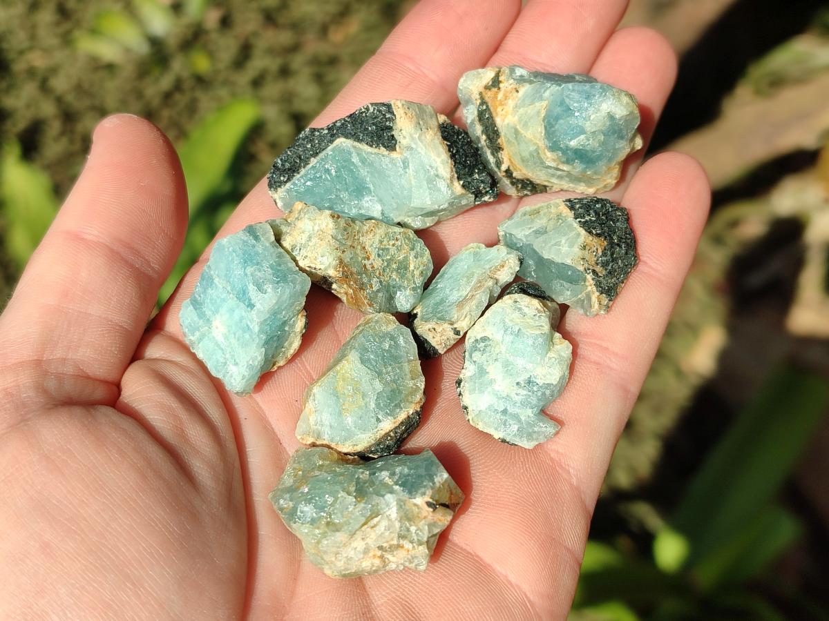 Natural Small Rare Aquamarine in Black Tourmaline Specimens x 267 From Karibib, Namibia - Toprock Gemstones and Minerals 
