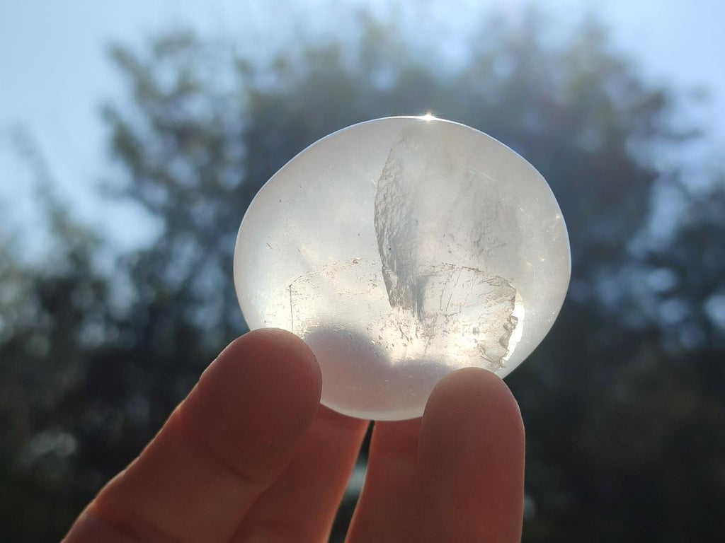 Polished Girasol Pearl Quartz Palm Stones x 24 From Ambatondrazaka, Madagascar - Toprock Gemstones and Minerals 