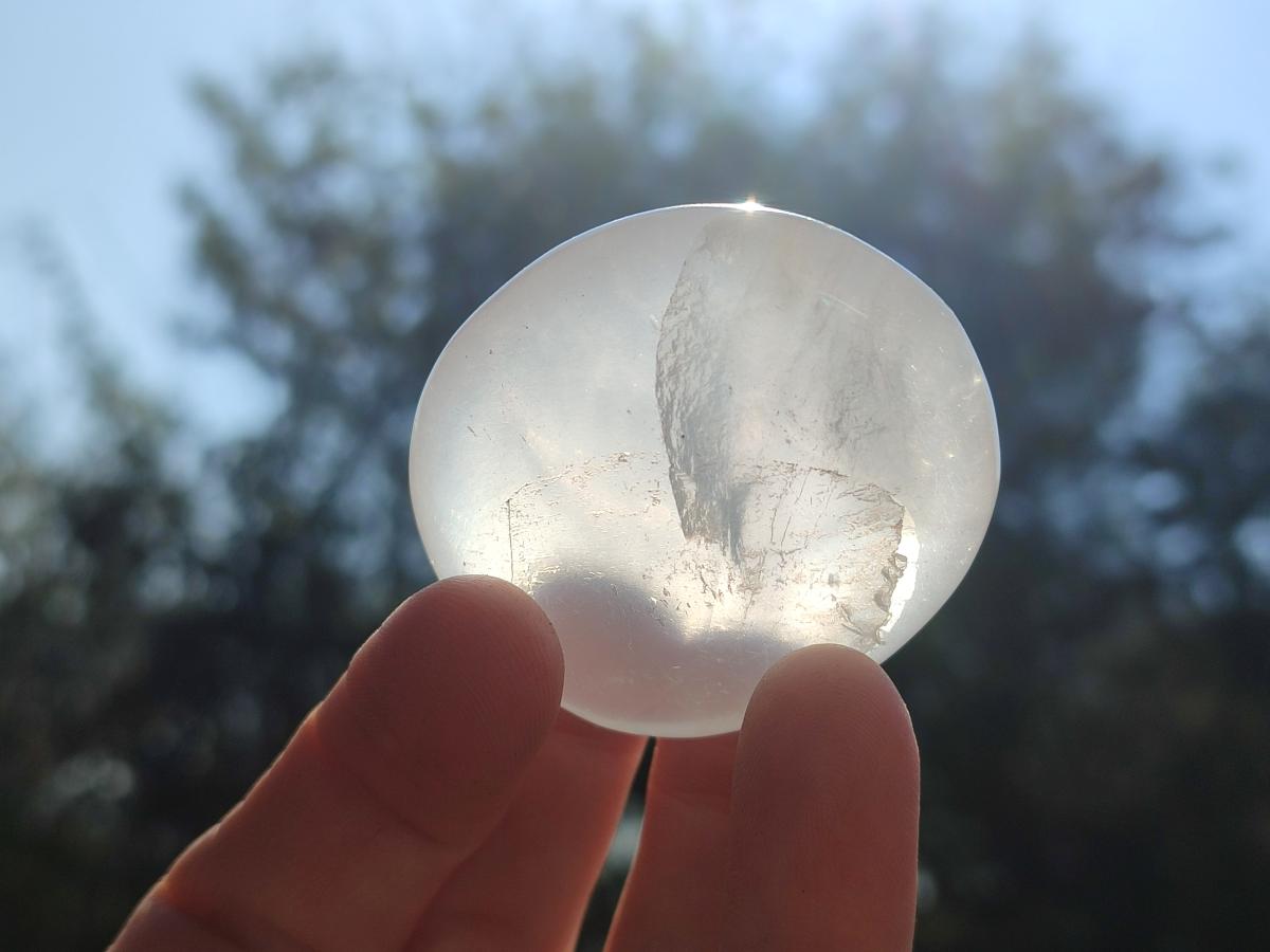 Polished Girasol Pearl Quartz Palm Stones x 24 From Ambatondrazaka, Madagascar - Toprock Gemstones and Minerals 