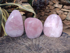 Polished Rose Quartz Standing Display Pieces x 3 From Zimbabwe - Toprock Gemstones and Minerals 