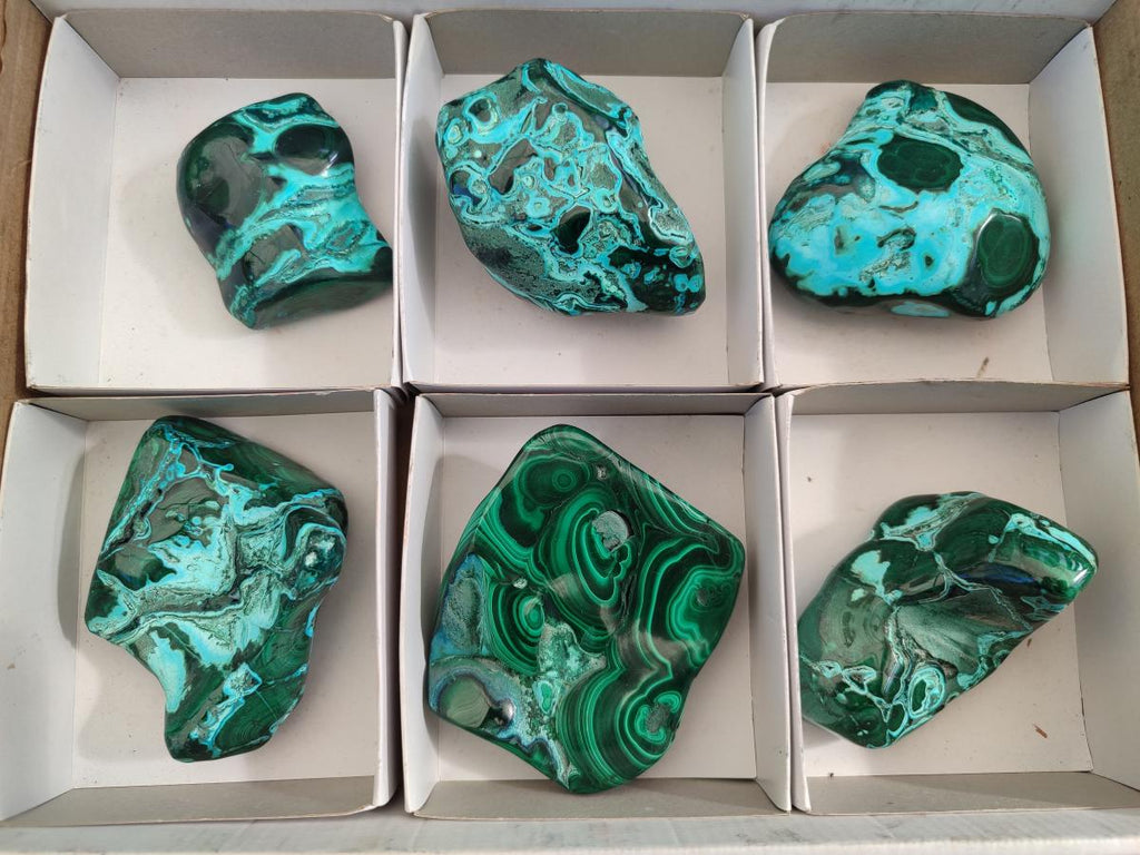 Polished Malacolla Free Forms x 6 From Kulukuluku, Congo - Toprock Gemstones and Minerals 
