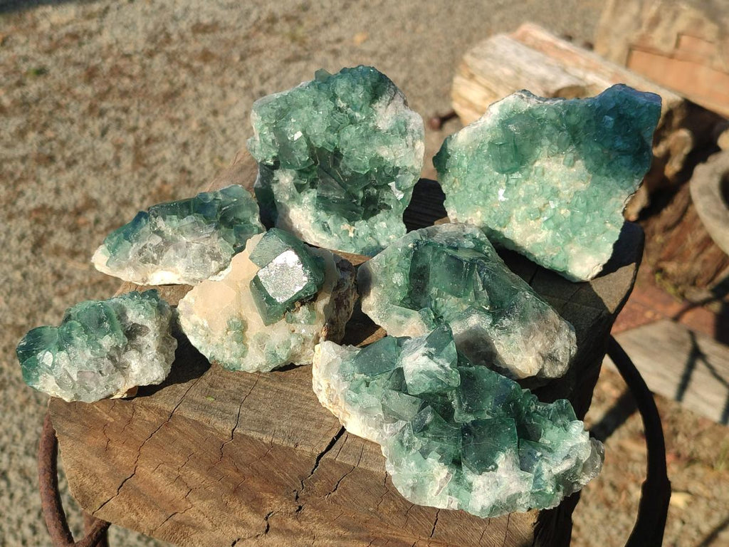 Natural Green Cubic Fluorite Specimens x 12 From Mandrosonoro, Madagascar - Toprock Gemstones and Minerals 
