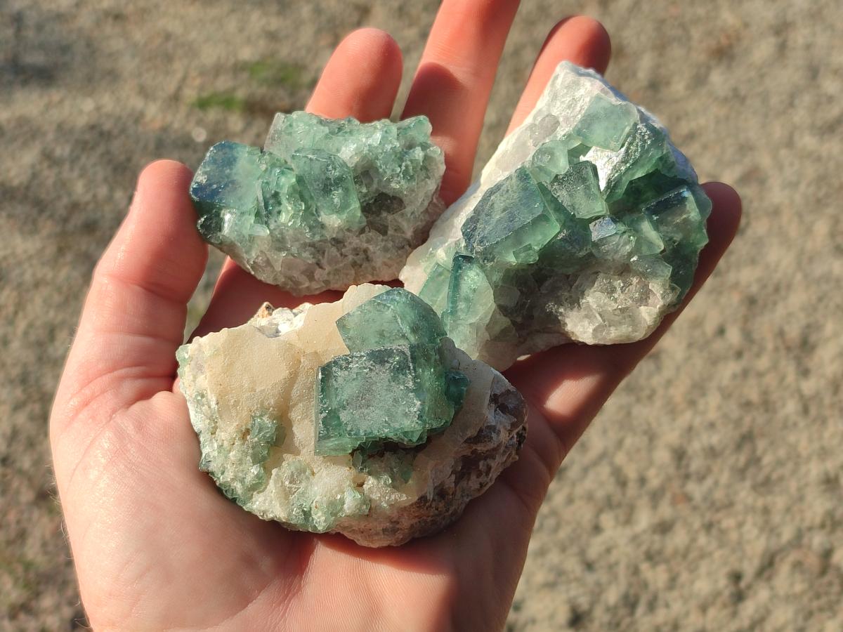 Natural Green Cubic Fluorite Specimens x 12 From Mandrosonoro, Madagascar - Toprock Gemstones and Minerals 