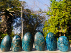 Polished Blue Apatite Standing Display Pieces x 6 From Betroka, Madagascar - Toprock Gemstones and Minerals 