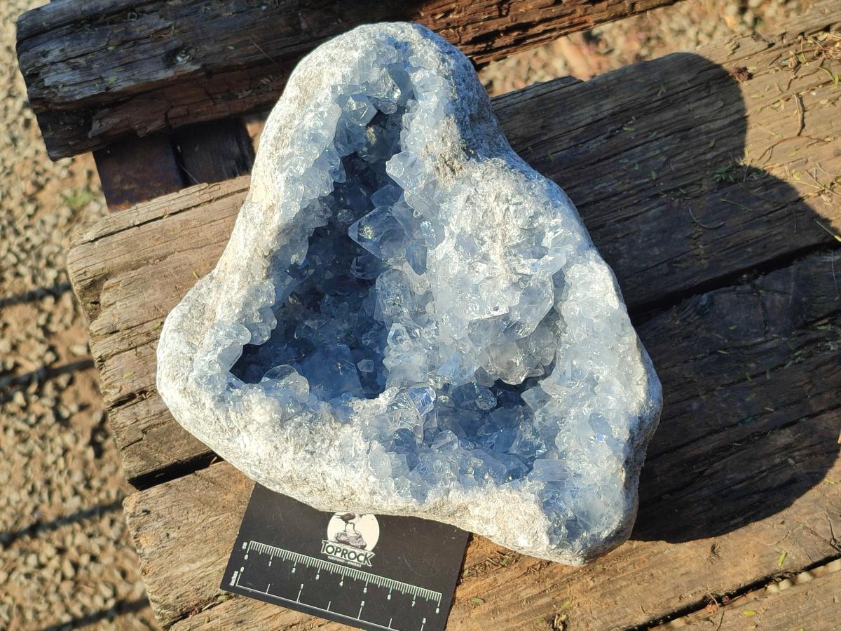 Natural Large Blue Celestite Geode Specimen x 1 From Sakoany, Madagascar - Toprock Gemstones and Minerals 