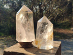 Polished Large Clear Quartz Display Crystals with Limonite Veils x 2 From Madagascar - Toprock Gemstones and Minerals 