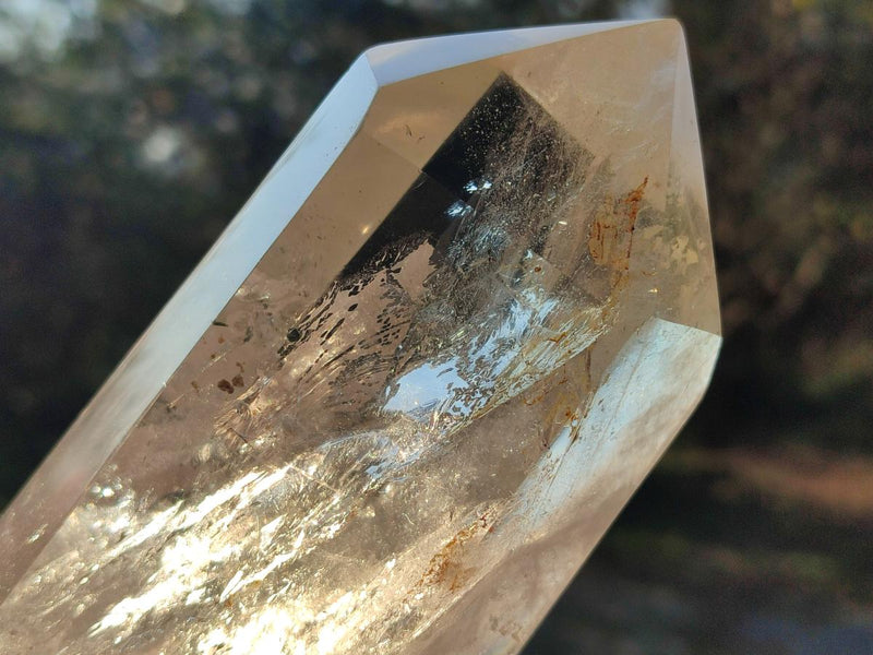 Polished Large Clear Quartz Display Crystals with Limonite Veils x 2 From Madagascar - Toprock Gemstones and Minerals 